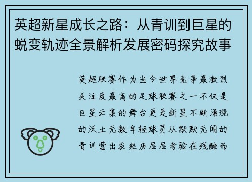 英超新星成长之路：从青训到巨星的蜕变轨迹全景解析发展密码探究故事